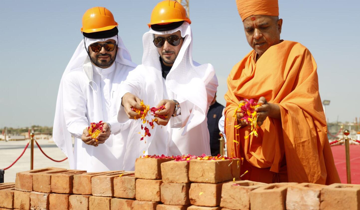 First carved stones laid for Abu Dhabi Hindu temple